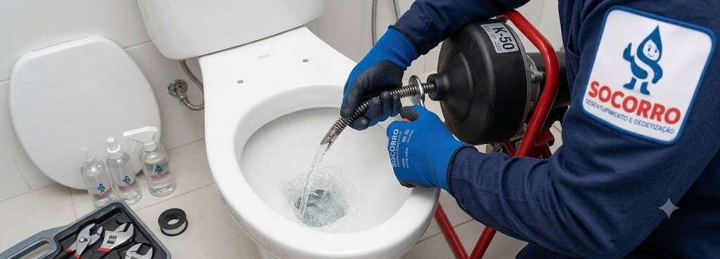 Profissional realizando Desentupidora de Vasos Sanitários em Brusque